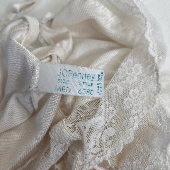 Vintage JCPenney Satin Lace Bodysuit Lingerie Teddy White Women Medium Intimates - Picture 5 of 16